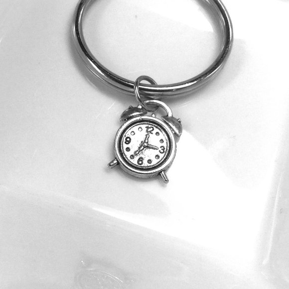 Miniature Time Clock Alarm Clock charm Gift Keyring keychain - Picture 2 of 2